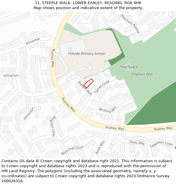 11, STEEPLE WALK, LOWER EARLEY, READING, RG6 4HR: Location map and indicative extent of plot