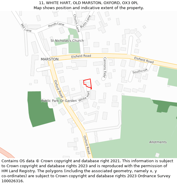 11, WHITE HART, OLD MARSTON, OXFORD, OX3 0PL: Location map and indicative extent of plot