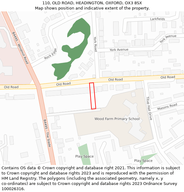 110, OLD ROAD, HEADINGTON, OXFORD, OX3 8SX: Location map and indicative extent of plot