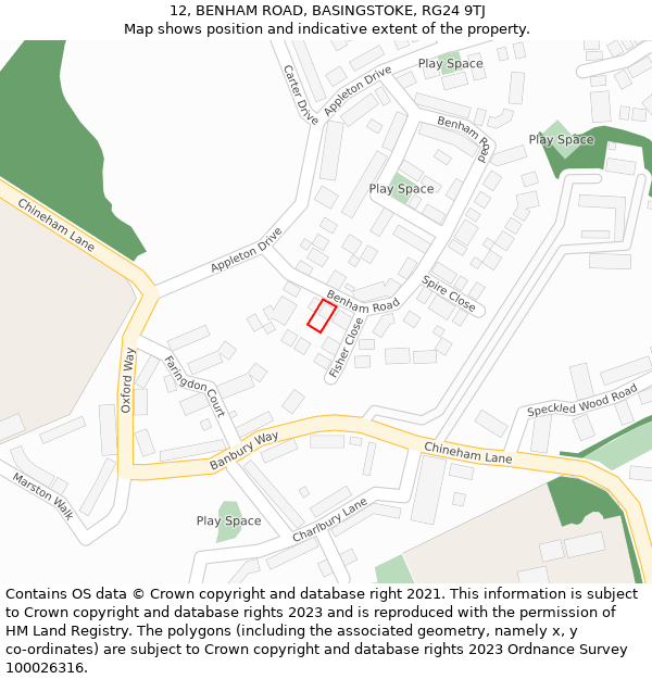 12, BENHAM ROAD, BASINGSTOKE, RG24 9TJ: Location map and indicative extent of plot