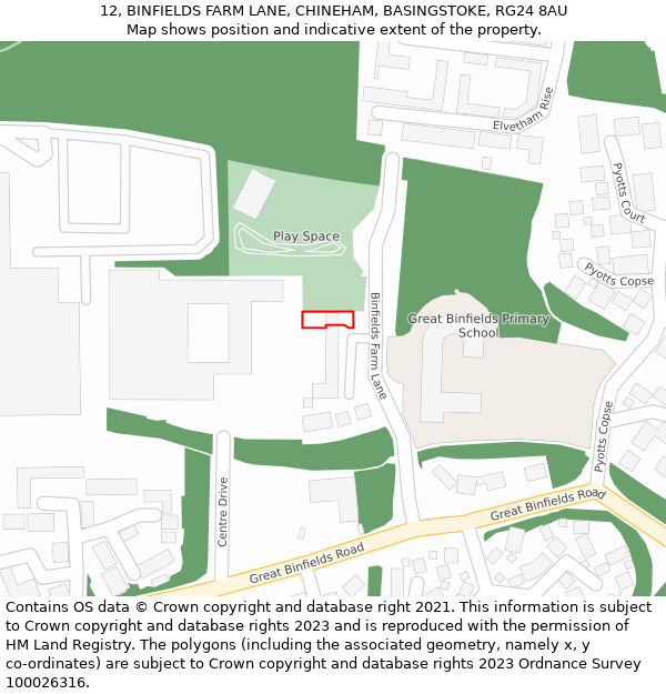 12, BINFIELDS FARM LANE, CHINEHAM, BASINGSTOKE, RG24 8AU: Location map and indicative extent of plot