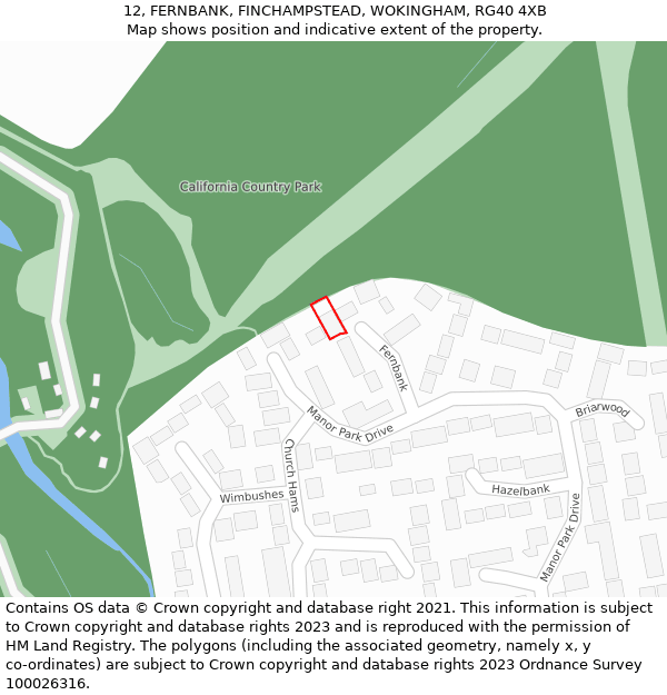12, FERNBANK, FINCHAMPSTEAD, WOKINGHAM, RG40 4XB: Location map and indicative extent of plot