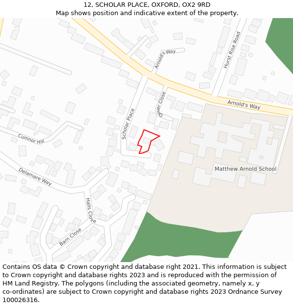 12, SCHOLAR PLACE, OXFORD, OX2 9RD: Location map and indicative extent of plot