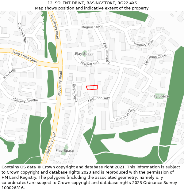 12, SOLENT DRIVE, BASINGSTOKE, RG22 4XS: Location map and indicative extent of plot