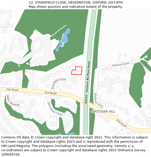 12, STANSFIELD CLOSE, HEADINGTON, OXFORD, OX3 8TH: Location map and indicative extent of plot