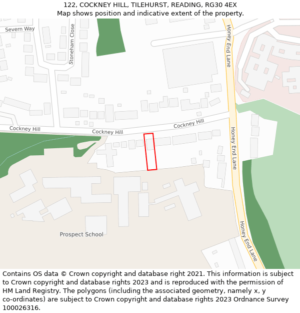 122, COCKNEY HILL, TILEHURST, READING, RG30 4EX: Location map and indicative extent of plot