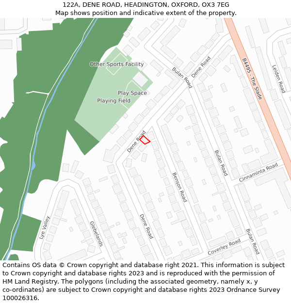 122A, DENE ROAD, HEADINGTON, OXFORD, OX3 7EG: Location map and indicative extent of plot