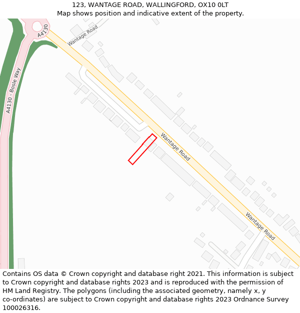 123, WANTAGE ROAD, WALLINGFORD, OX10 0LT: Location map and indicative extent of plot