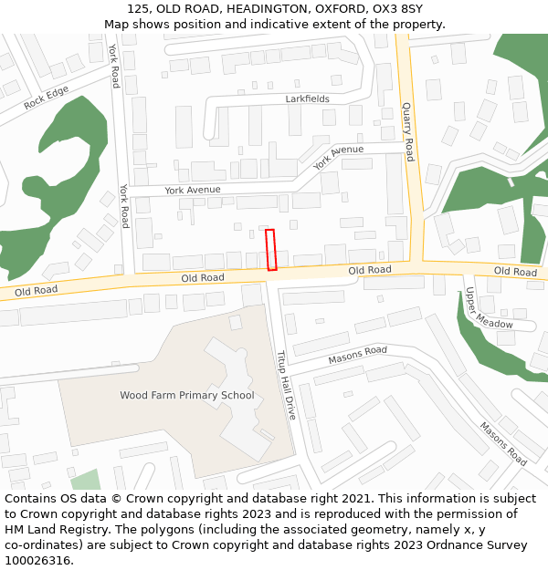 125, OLD ROAD, HEADINGTON, OXFORD, OX3 8SY: Location map and indicative extent of plot