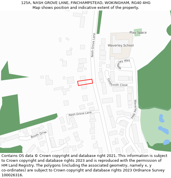 125A, NASH GROVE LANE, FINCHAMPSTEAD, WOKINGHAM, RG40 4HG: Location map and indicative extent of plot