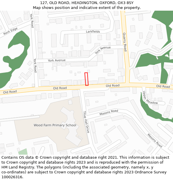 127, OLD ROAD, HEADINGTON, OXFORD, OX3 8SY: Location map and indicative extent of plot