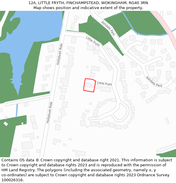 12A, LITTLE FRYTH, FINCHAMPSTEAD, WOKINGHAM, RG40 3RN: Location map and indicative extent of plot