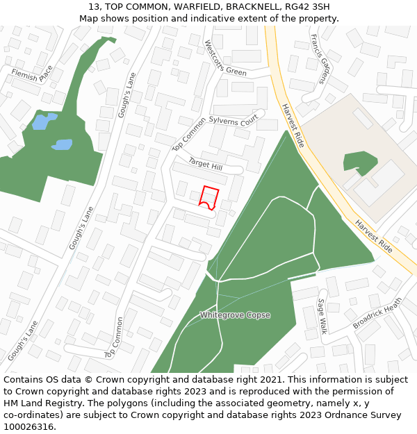 13, TOP COMMON, WARFIELD, BRACKNELL, RG42 3SH: Location map and indicative extent of plot