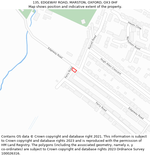 135, EDGEWAY ROAD, MARSTON, OXFORD, OX3 0HF: Location map and indicative extent of plot