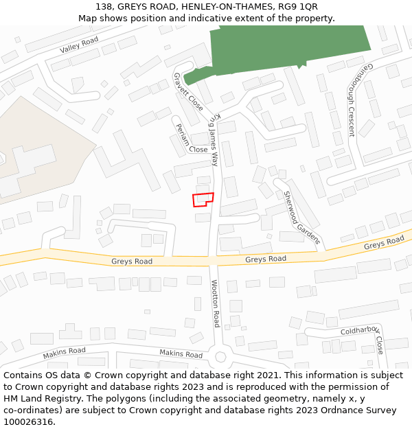 138, GREYS ROAD, HENLEY-ON-THAMES, RG9 1QR: Location map and indicative extent of plot