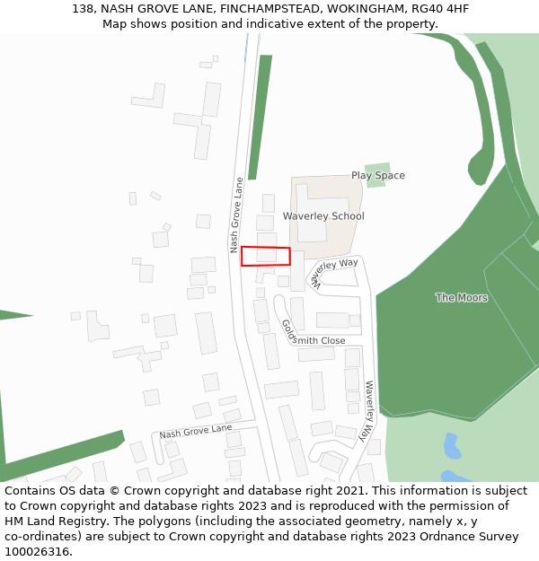 138, NASH GROVE LANE, FINCHAMPSTEAD, WOKINGHAM, RG40 4HF: Location map and indicative extent of plot