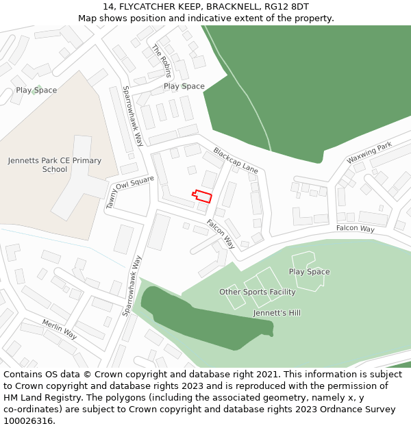 14, FLYCATCHER KEEP, BRACKNELL, RG12 8DT: Location map and indicative extent of plot