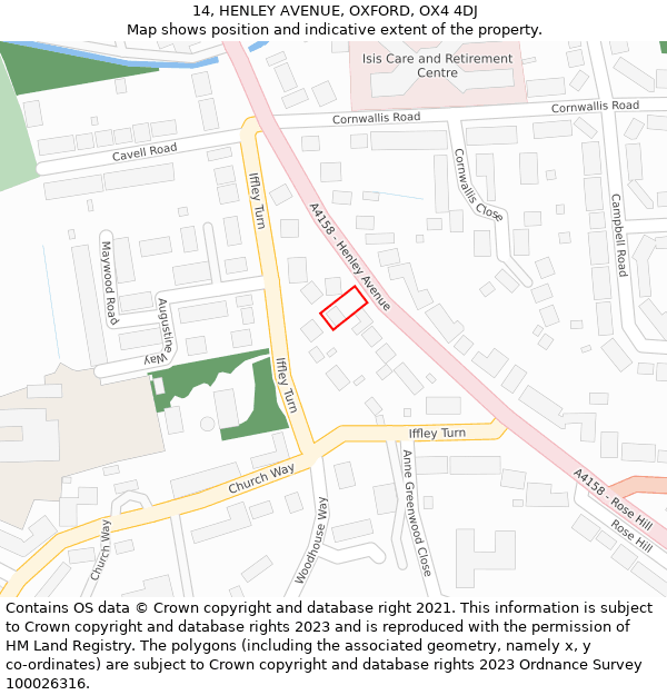 14, HENLEY AVENUE, OXFORD, OX4 4DJ: Location map and indicative extent of plot