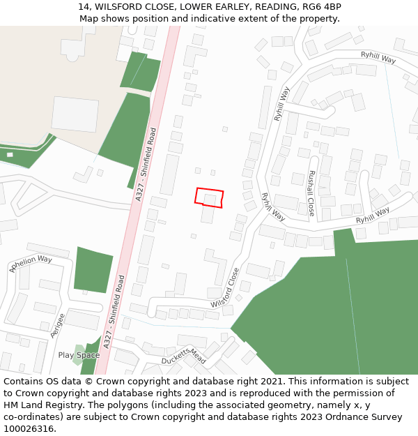 14, WILSFORD CLOSE, LOWER EARLEY, READING, RG6 4BP: Location map and indicative extent of plot