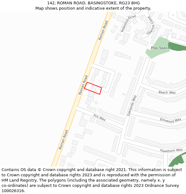 142, ROMAN ROAD, BASINGSTOKE, RG23 8HG: Location map and indicative extent of plot