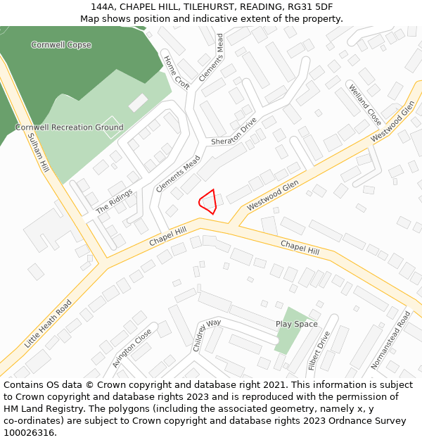 144A, CHAPEL HILL, TILEHURST, READING, RG31 5DF: Location map and indicative extent of plot