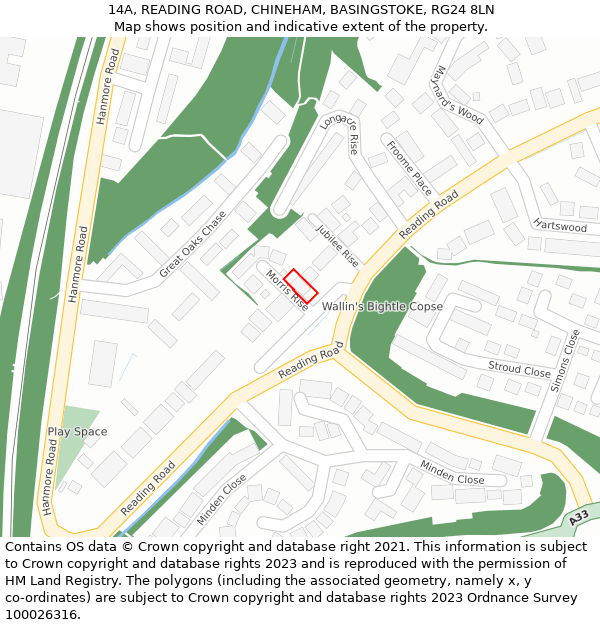 14A, READING ROAD, CHINEHAM, BASINGSTOKE, RG24 8LN: Location map and indicative extent of plot