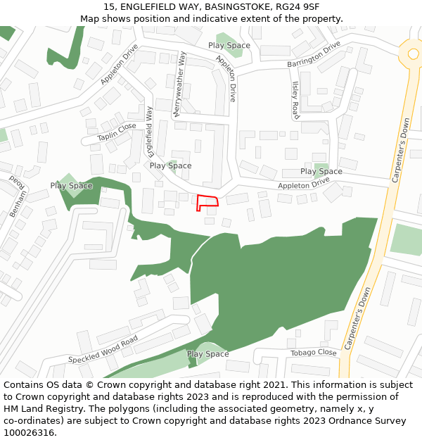 15, ENGLEFIELD WAY, BASINGSTOKE, RG24 9SF: Location map and indicative extent of plot
