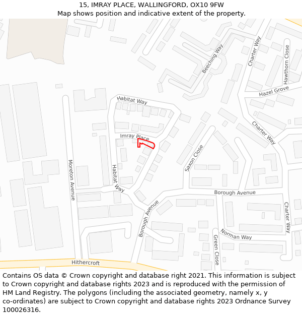 15, IMRAY PLACE, WALLINGFORD, OX10 9FW: Location map and indicative extent of plot