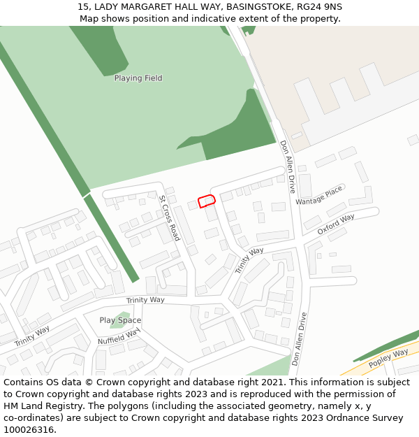 15, LADY MARGARET HALL WAY, BASINGSTOKE, RG24 9NS: Location map and indicative extent of plot