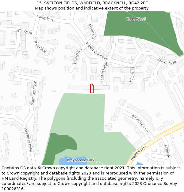 15, SKELTON FIELDS, WARFIELD, BRACKNELL, RG42 2PE: Location map and indicative extent of plot