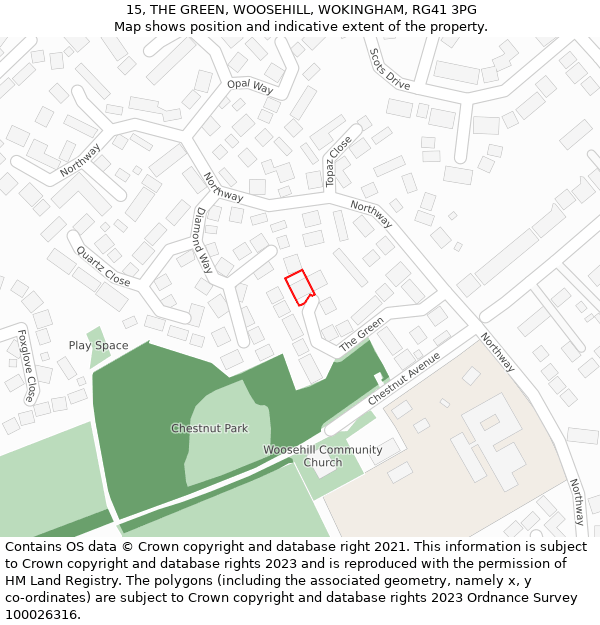 15, THE GREEN, WOOSEHILL, WOKINGHAM, RG41 3PG: Location map and indicative extent of plot