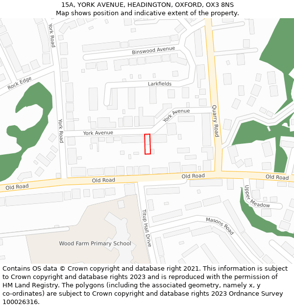 15A, YORK AVENUE, HEADINGTON, OXFORD, OX3 8NS: Location map and indicative extent of plot