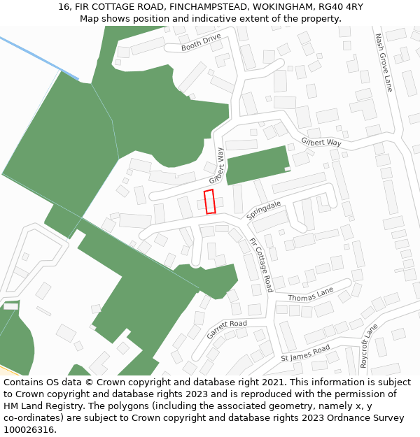 16, FIR COTTAGE ROAD, FINCHAMPSTEAD, WOKINGHAM, RG40 4RY: Location map and indicative extent of plot