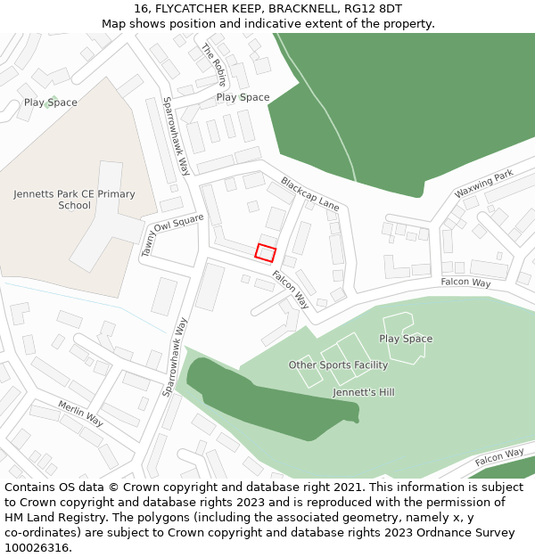 16, FLYCATCHER KEEP, BRACKNELL, RG12 8DT: Location map and indicative extent of plot