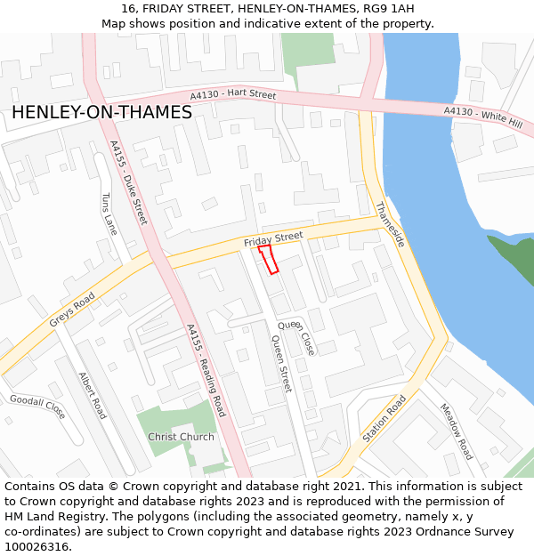 16, FRIDAY STREET, HENLEY-ON-THAMES, RG9 1AH: Location map and indicative extent of plot