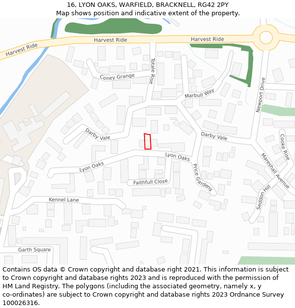 16, LYON OAKS, WARFIELD, BRACKNELL, RG42 2PY: Location map and indicative extent of plot