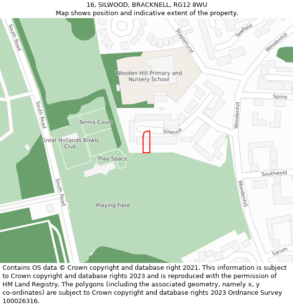 16, SILWOOD, BRACKNELL, RG12 8WU: Location map and indicative extent of plot