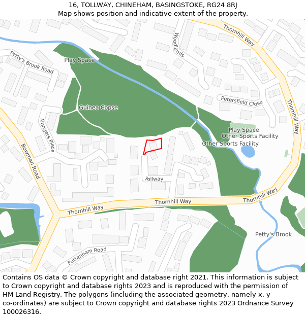 16, TOLLWAY, CHINEHAM, BASINGSTOKE, RG24 8RJ: Location map and indicative extent of plot