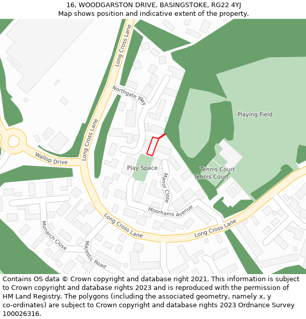 16, WOODGARSTON DRIVE, BASINGSTOKE, RG22 4YJ: Location map and indicative extent of plot