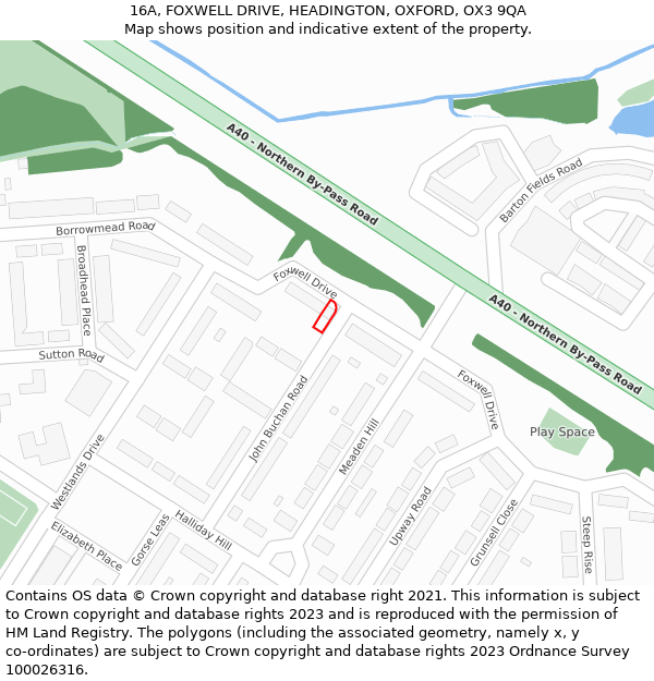 16A, FOXWELL DRIVE, HEADINGTON, OXFORD, OX3 9QA: Location map and indicative extent of plot