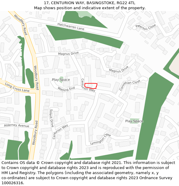 17, CENTURION WAY, BASINGSTOKE, RG22 4TL: Location map and indicative extent of plot