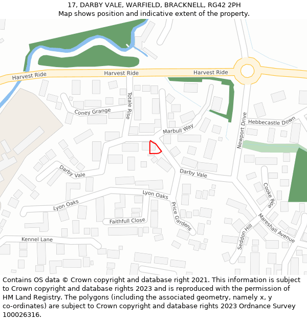 17, DARBY VALE, WARFIELD, BRACKNELL, RG42 2PH: Location map and indicative extent of plot