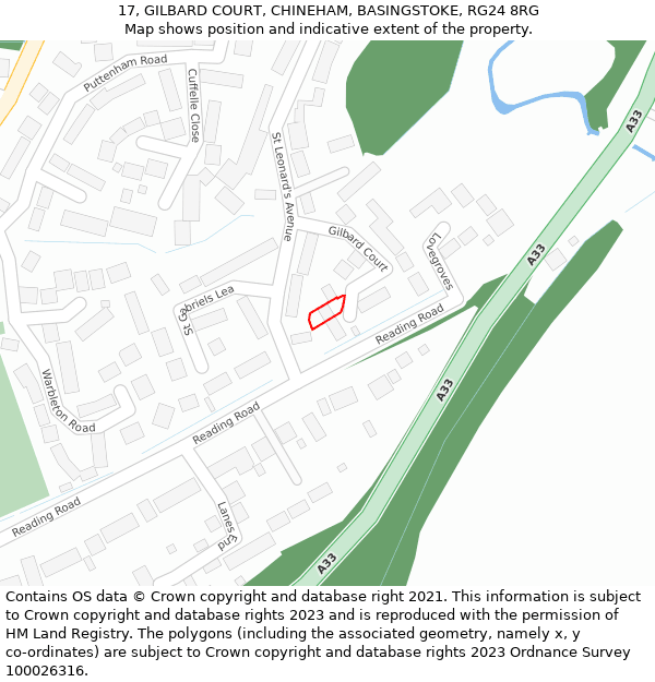 17, GILBARD COURT, CHINEHAM, BASINGSTOKE, RG24 8RG: Location map and indicative extent of plot