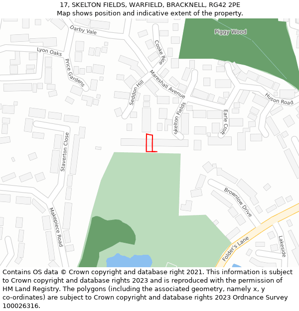 17, SKELTON FIELDS, WARFIELD, BRACKNELL, RG42 2PE: Location map and indicative extent of plot