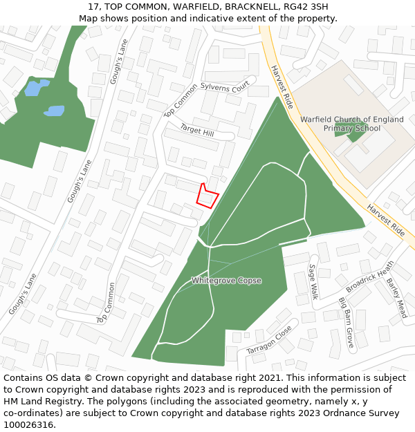 17, TOP COMMON, WARFIELD, BRACKNELL, RG42 3SH: Location map and indicative extent of plot