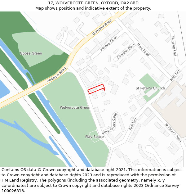 17, WOLVERCOTE GREEN, OXFORD, OX2 8BD: Location map and indicative extent of plot