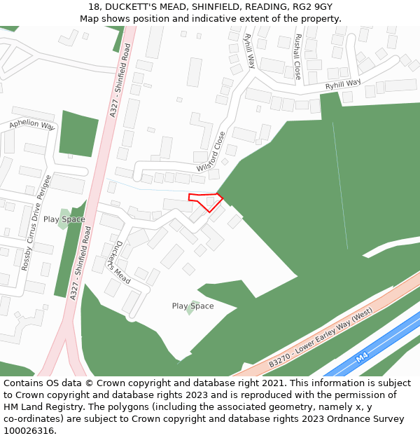 18, DUCKETT'S MEAD, SHINFIELD, READING, RG2 9GY: Location map and indicative extent of plot