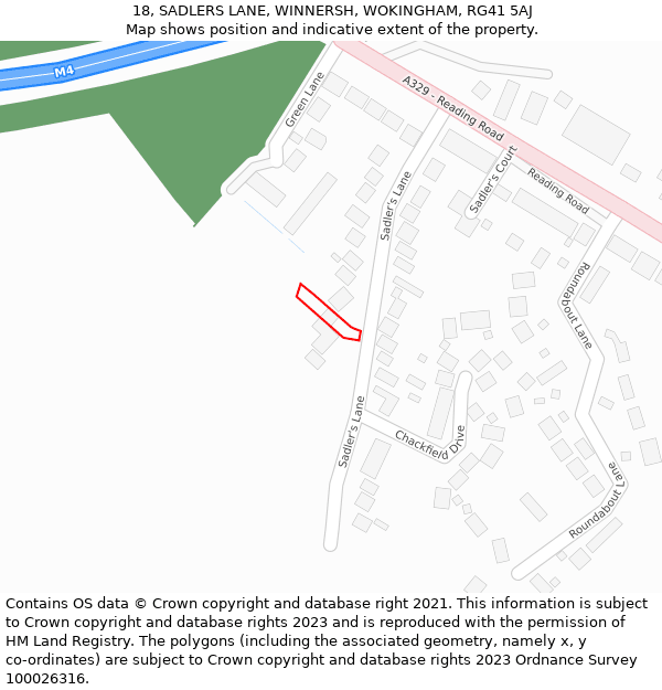 18, SADLERS LANE, WINNERSH, WOKINGHAM, RG41 5AJ: Location map and indicative extent of plot