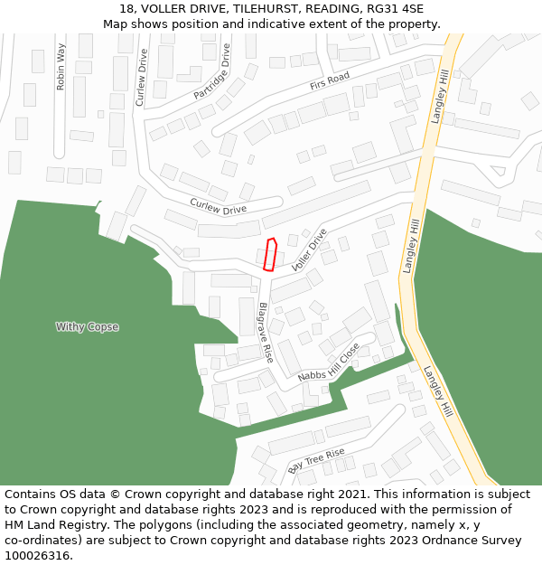 18, VOLLER DRIVE, TILEHURST, READING, RG31 4SE: Location map and indicative extent of plot