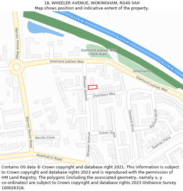 18, WHEELER AVENUE, WOKINGHAM, RG40 5AH: Location map and indicative extent of plot